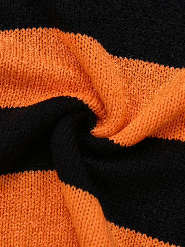 Black &amp; Orange 1950s Halloween Bat Applique Knit Sweater - vintage fashion, retro style, classic black