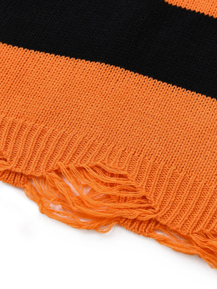 Black &amp; Orange 1950s Halloween Bat Applique Knit Sweater - vintage fashion, retro style, classic black