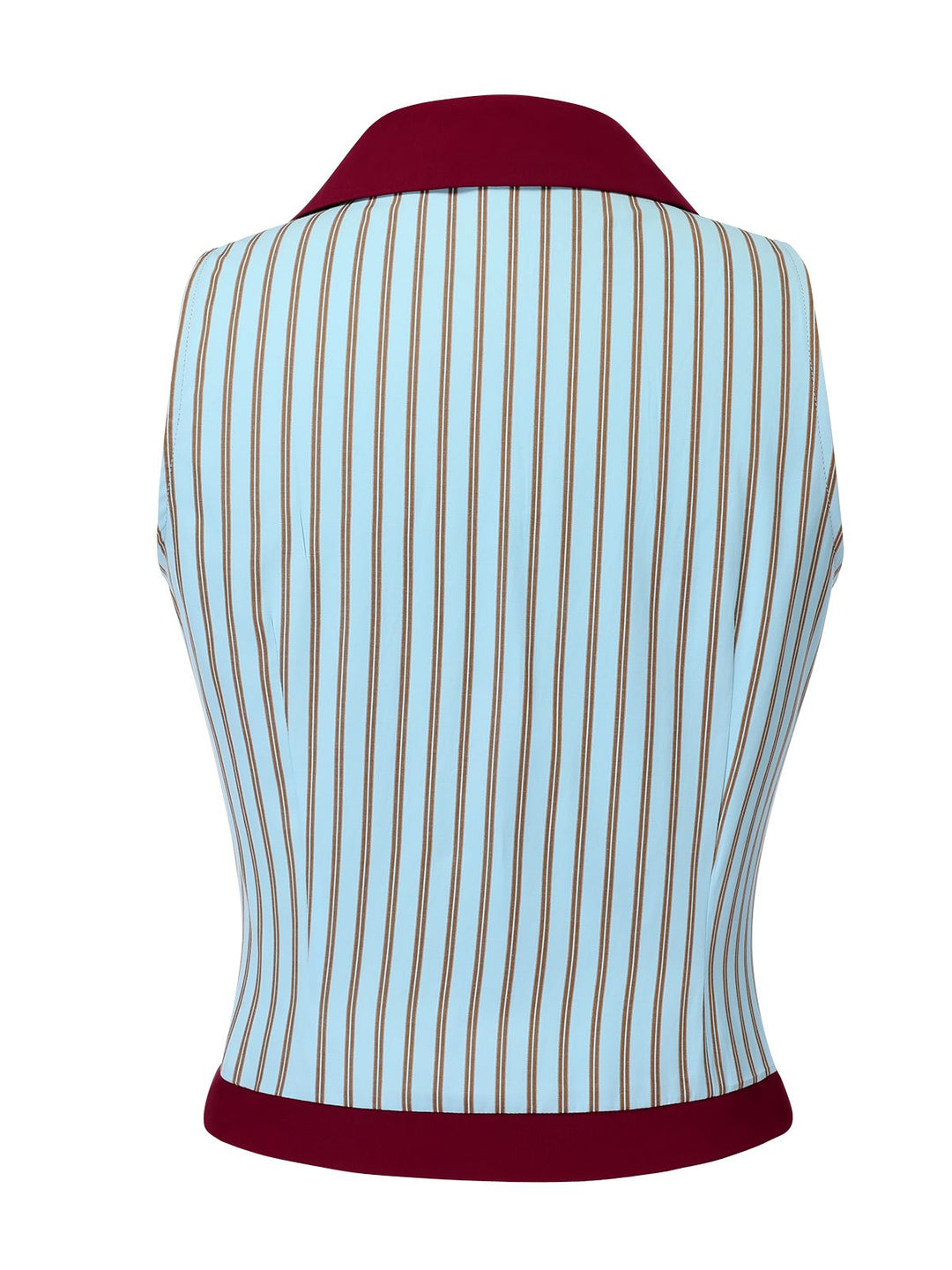 2PCS 1950s Blue Stripes Patchwork Blouse &amp; Red Solid Shorts - vintage fashion, style, elegant red