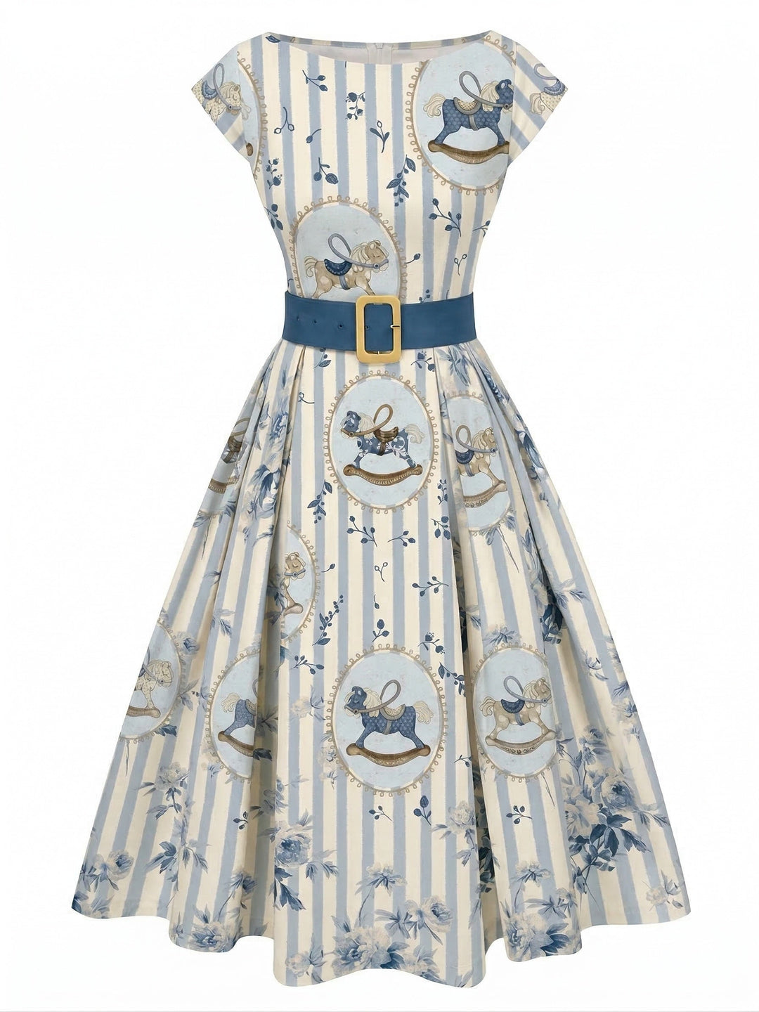1950s-Boat-Neck-Belted-Floral-Dress, vintage, retro, dress