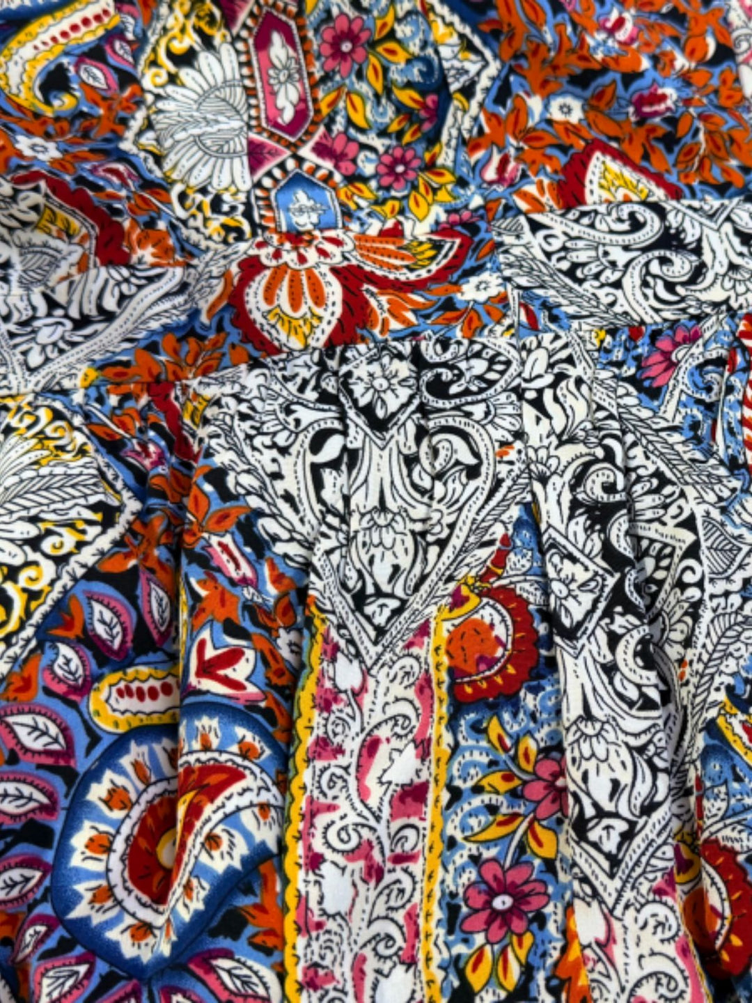1970s Bohemian Paisley V-Neck Sleeveless High-Low Romper - vintage romper, retro jumpsuit for vintage lovers