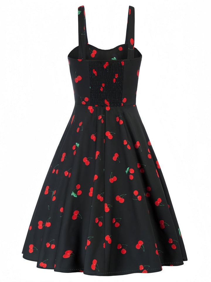 1950s Botanical Print Strap High Waist Dress — the kind of 1950s dress that makes strangers smile