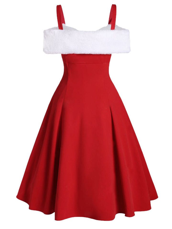 1950s Bow Cold Shoulder Swing Dress, classic 1950s style elegant fashion - Image 6