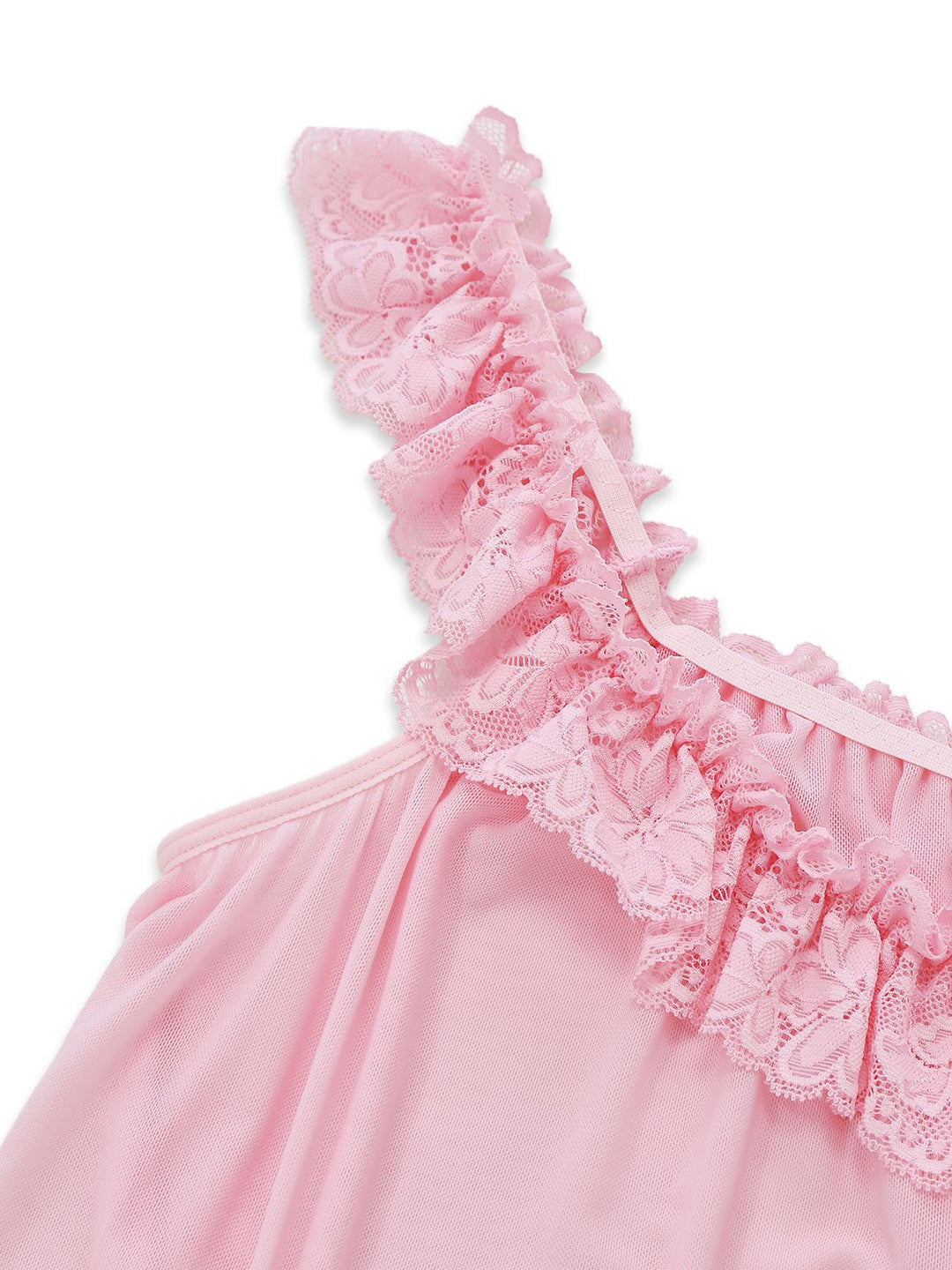 Bow Lace Trim Sheer Mesh Babydoll Nightgown - vintage nightgown, retro sleepwear