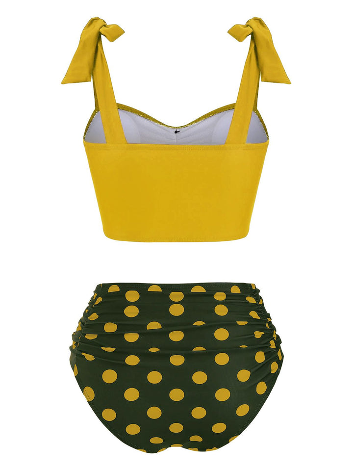 Bowknot Spaghetti Strap Button Bikini: Riviera elegance, reimagined for her