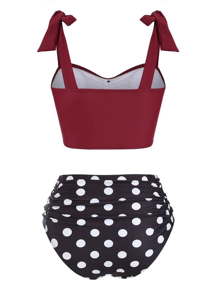 Bowknot Spaghetti Strap Button Bikini — because glamour never goes out of style