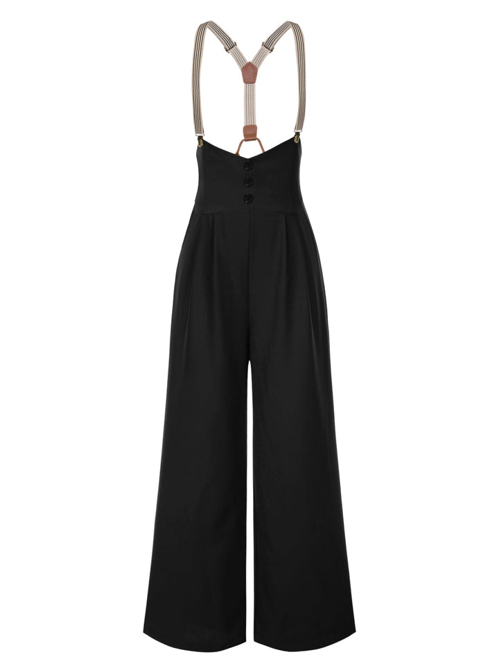 Dark 1950s Button Suspender Pants - vintage fashion, style