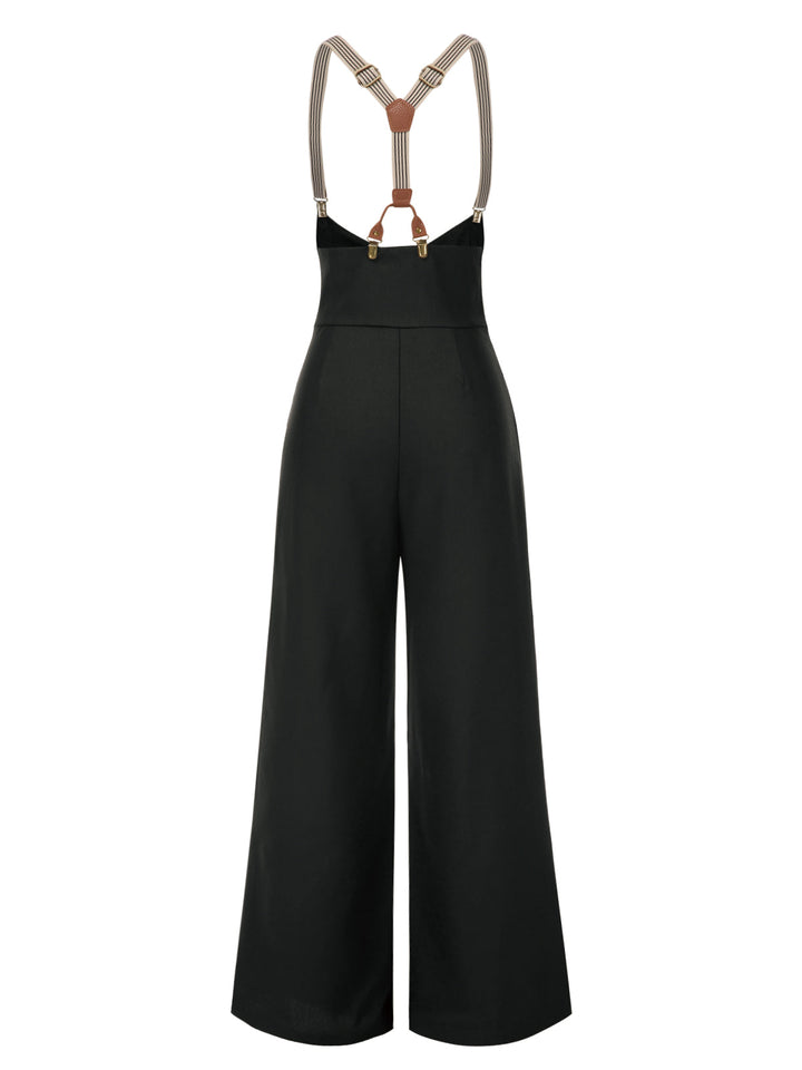 Dark 1950s Button Suspender Pants - vintage fashion, style