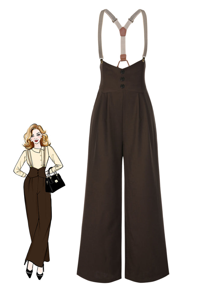 Dark 1950s Button Suspender Pants - vintage fashion, style