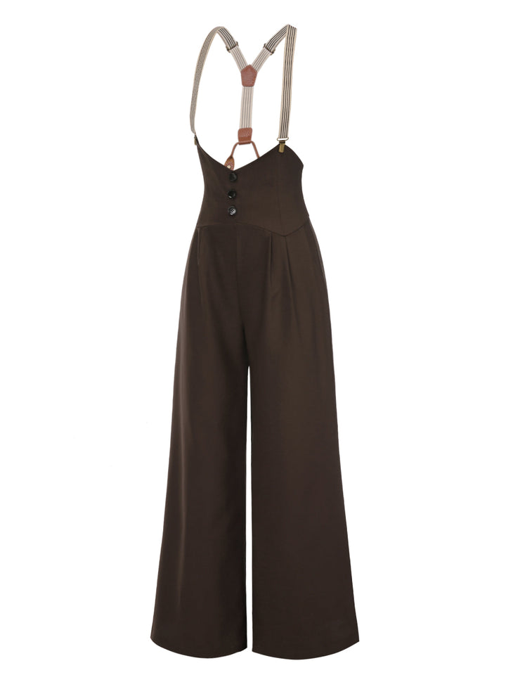 Dark 1950s Button Suspender Pants - vintage fashion, style