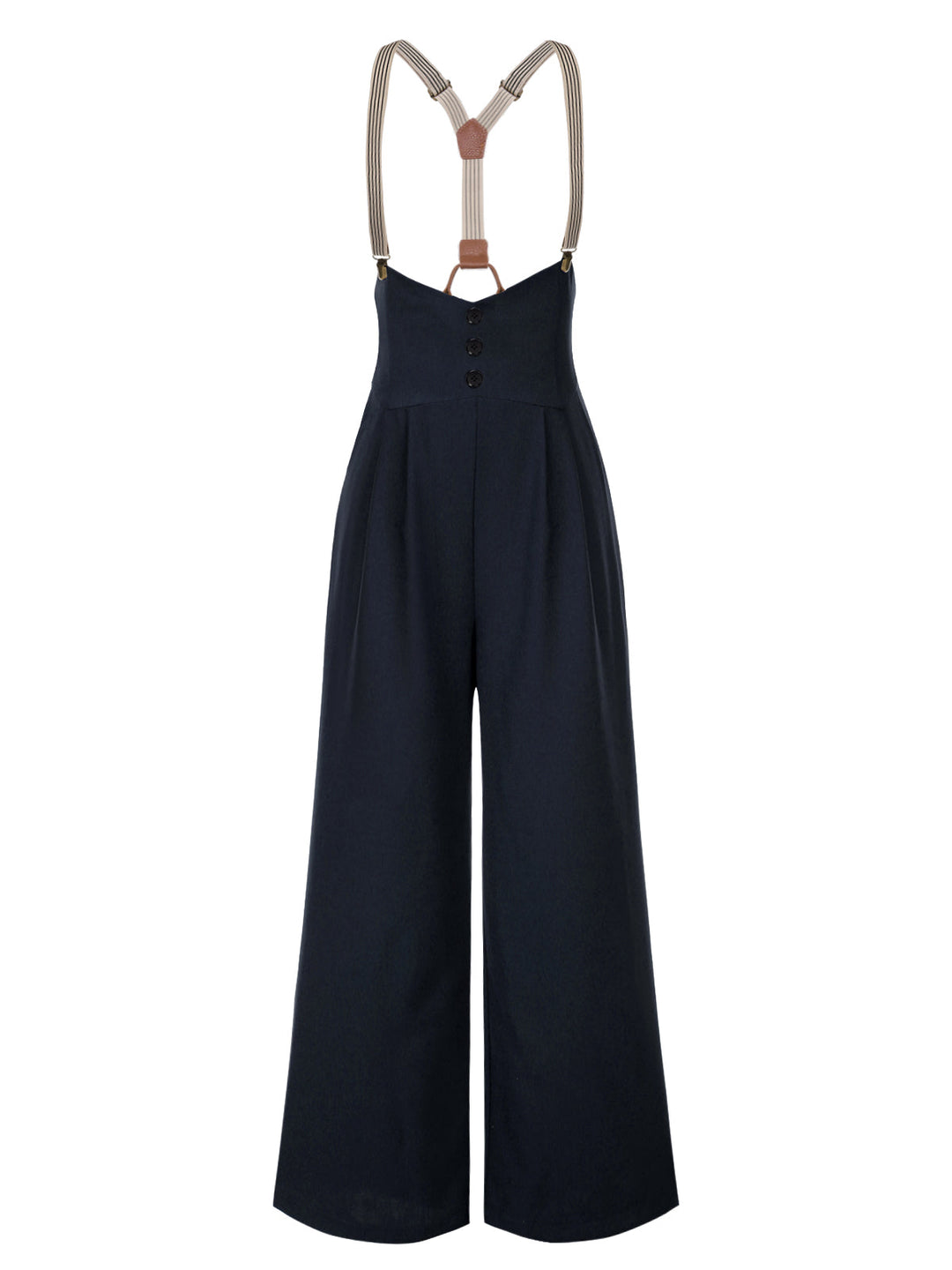 Dark 1950s Button Suspender Pants - vintage fashion, style