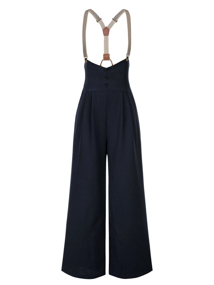 Dark 1950s Button Suspender Pants - vintage fashion, style