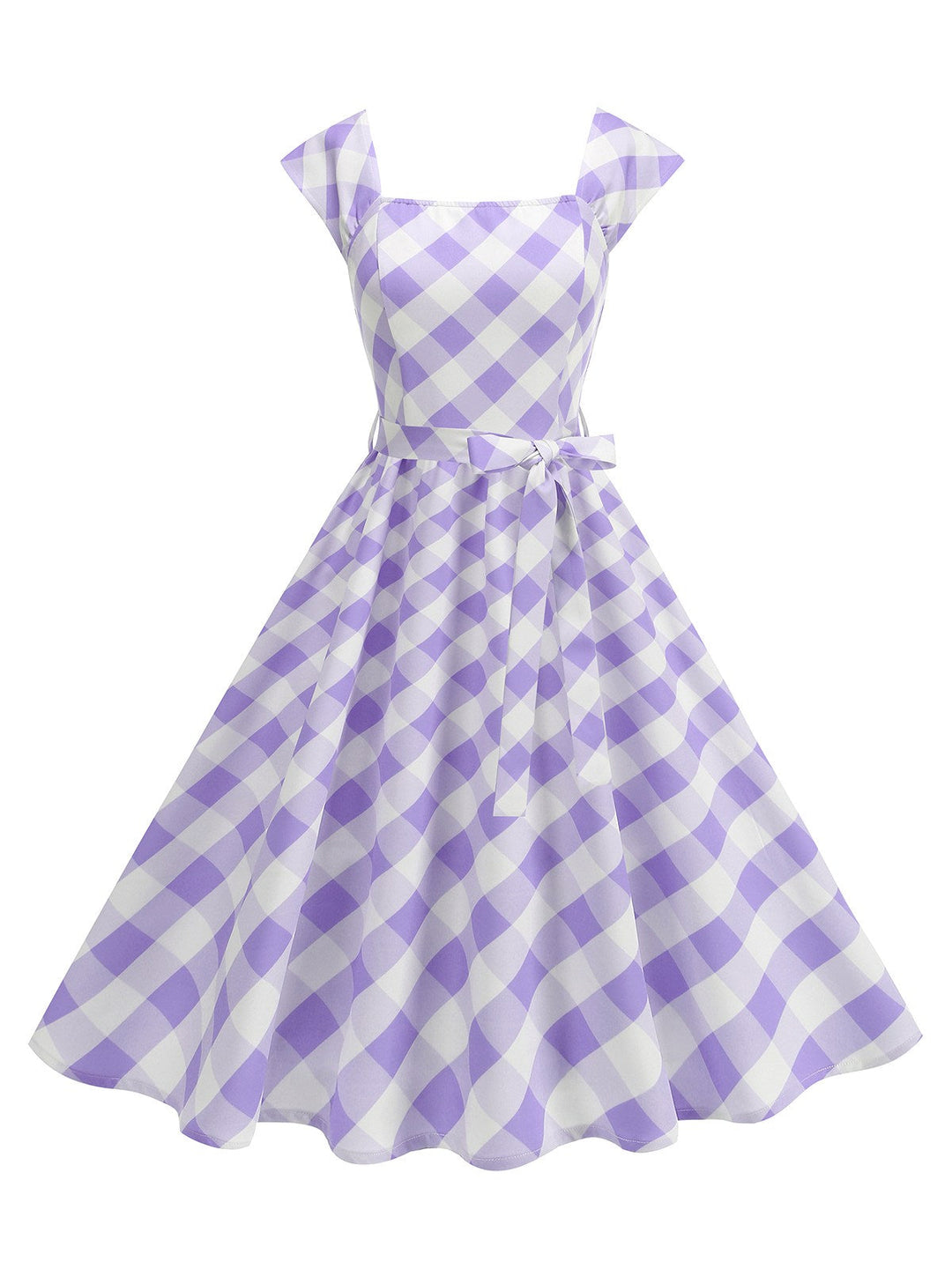 1950s Cap Sleeves Argyle Plaid Swing Dress — a 1950s silhouette that turns sidewalks into runways