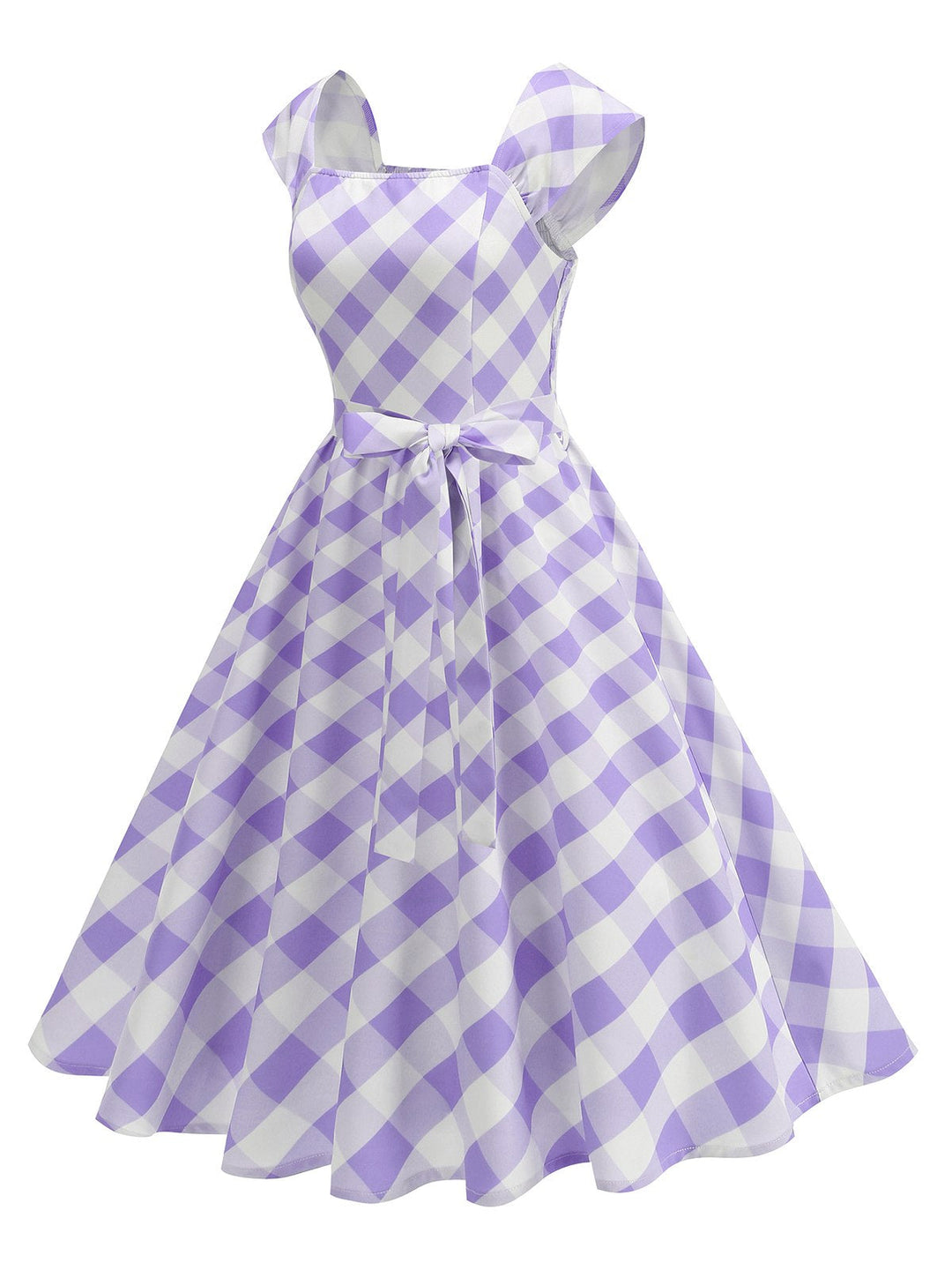 She slips into this 1950s Cap Sleeves Argyle Plaid Swing Dress and suddenly it&