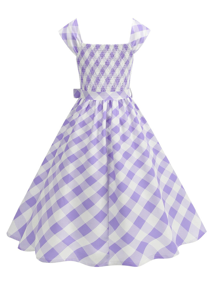 1950s Cap Sleeves Argyle Plaid Swing Dress: where 1950s romance meets her modern spirit