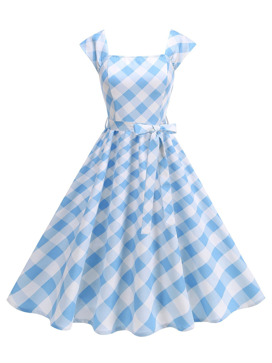 1950s Cap Sleeves Argyle Plaid Swing Dress: where 1950s romance meets her modern spirit