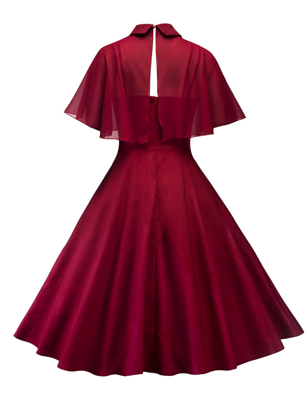 1950s Cape Patchwork Swing Dress, classic 1950s style elegant retro fashion - Image 5