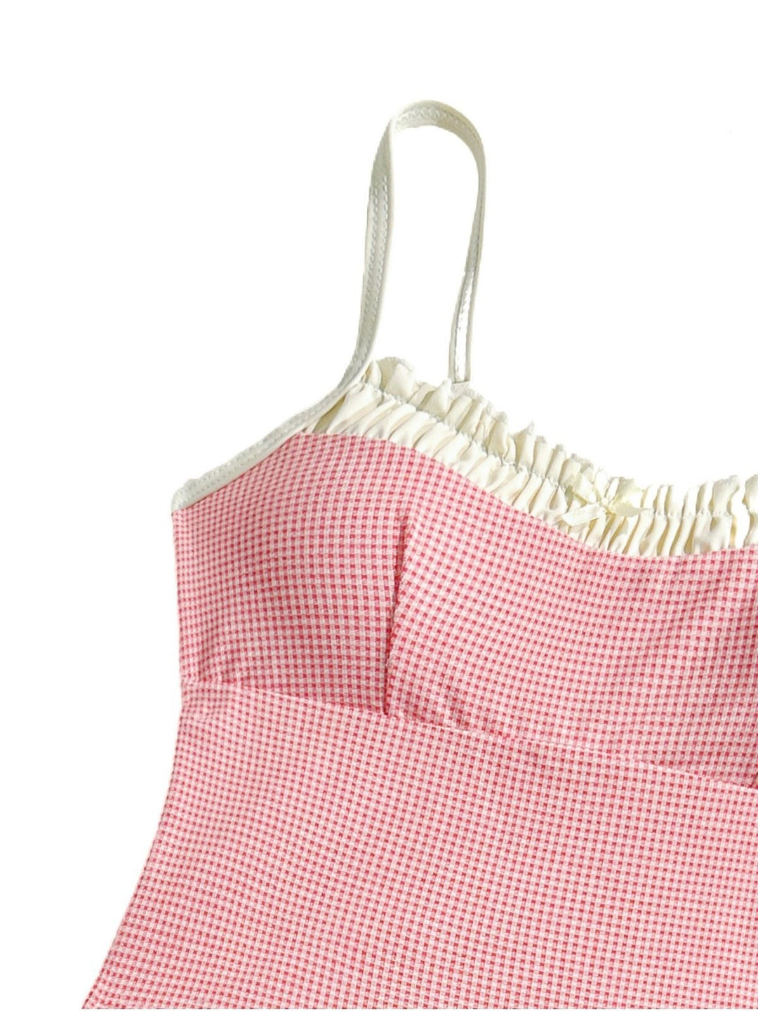 1950s Checkered Lace Trim Tankini Set - vintage fashion, retro style, elegant red
