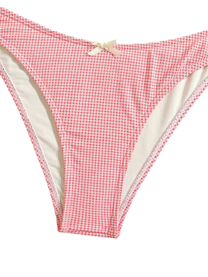 1950s Checkered Lace Trim Tankini Set - vintage fashion, retro style, elegant red