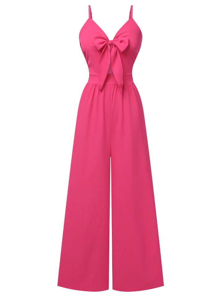 1950s Chest Bow Spaghetti Strap Jumpsuit, vintage romper, retro jumpsuit - perfect for women who love vintage and retro fashion