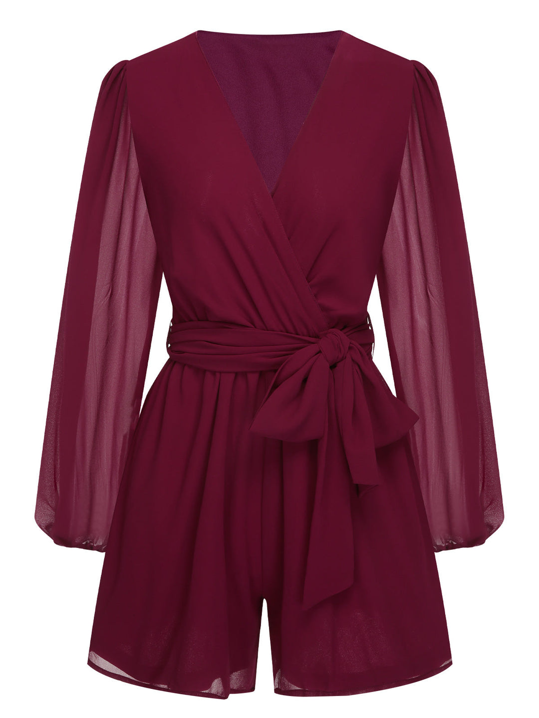 1950s Chiffon Lantern Sleeves Waist Tie Romper, vintage romper, retro jumpsuit - perfect for women who love vintage and retro fashion