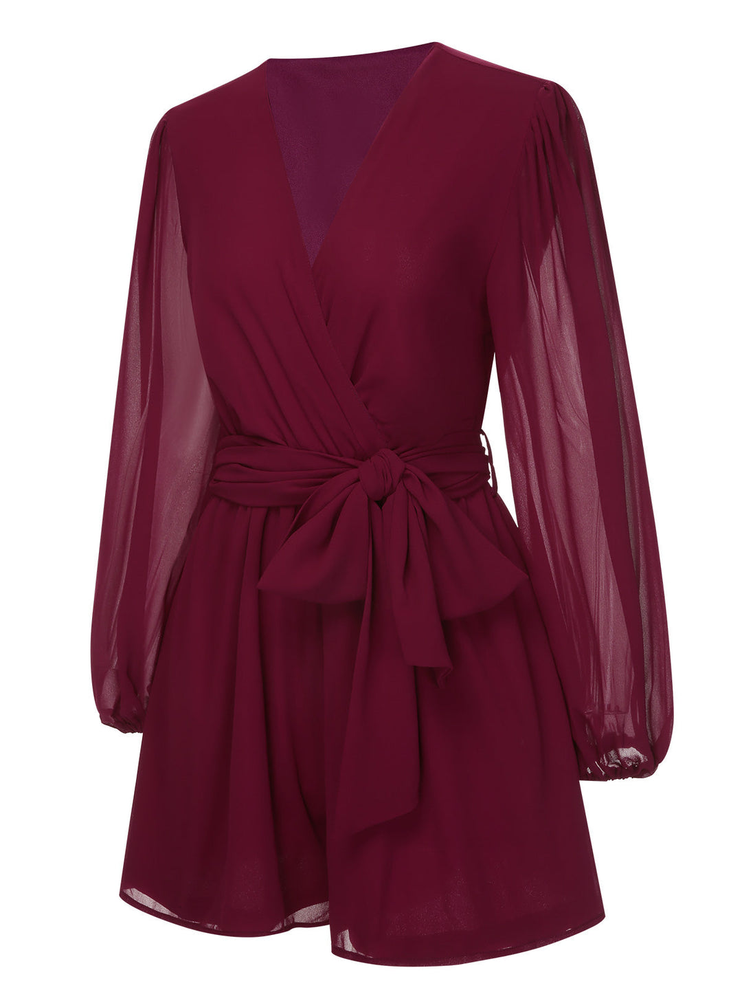 1950s Chiffon Lantern Sleeves Waist Tie Romper, vintage romper, retro jumpsuit - perfect for women who love vintage and retro fashion
