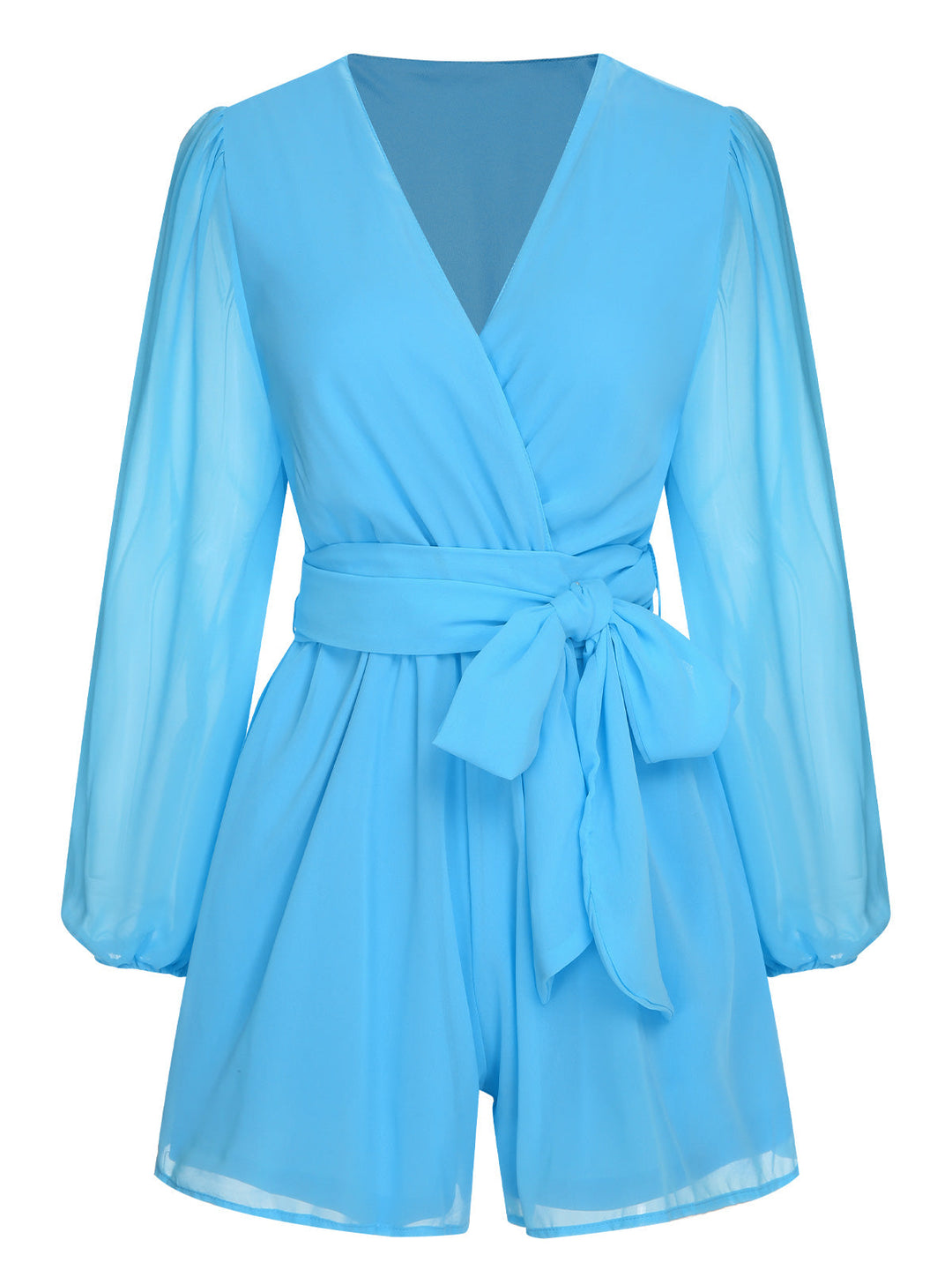 1950s Chiffon Lantern Sleeves Waist Tie Romper, vintage romper, retro jumpsuit - perfect for women who love vintage and retro fashion