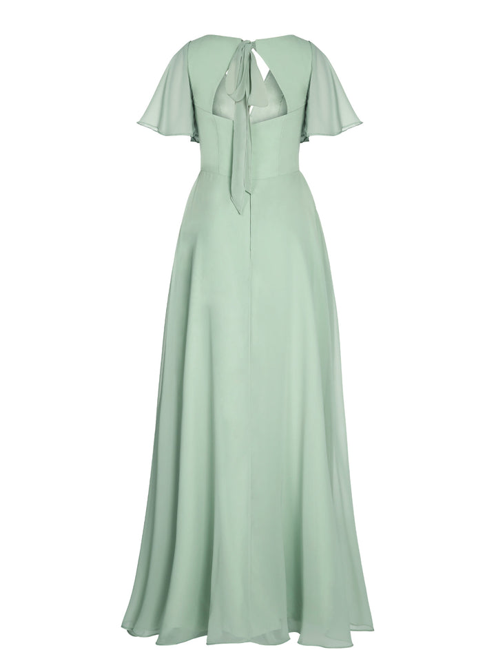 1950s Chiffon V-Neck Solid Vintage Dress — vintage elegance for the modern woman