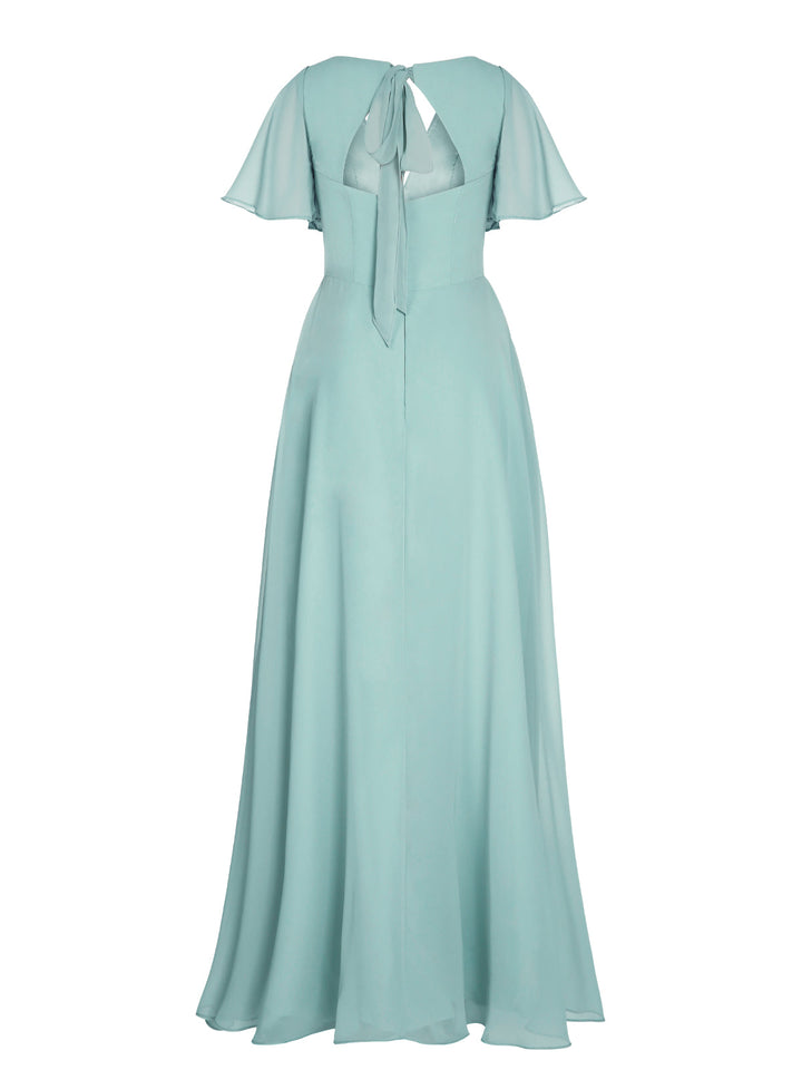1950s Chiffon V-Neck Solid Vintage Dress — vintage elegance for the modern woman