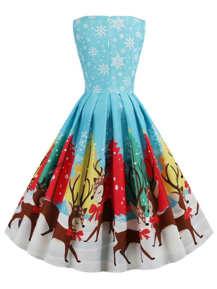 1950s Christmas Deer Swing Dress, classic 1950s style elegant retro fashion - Image 4