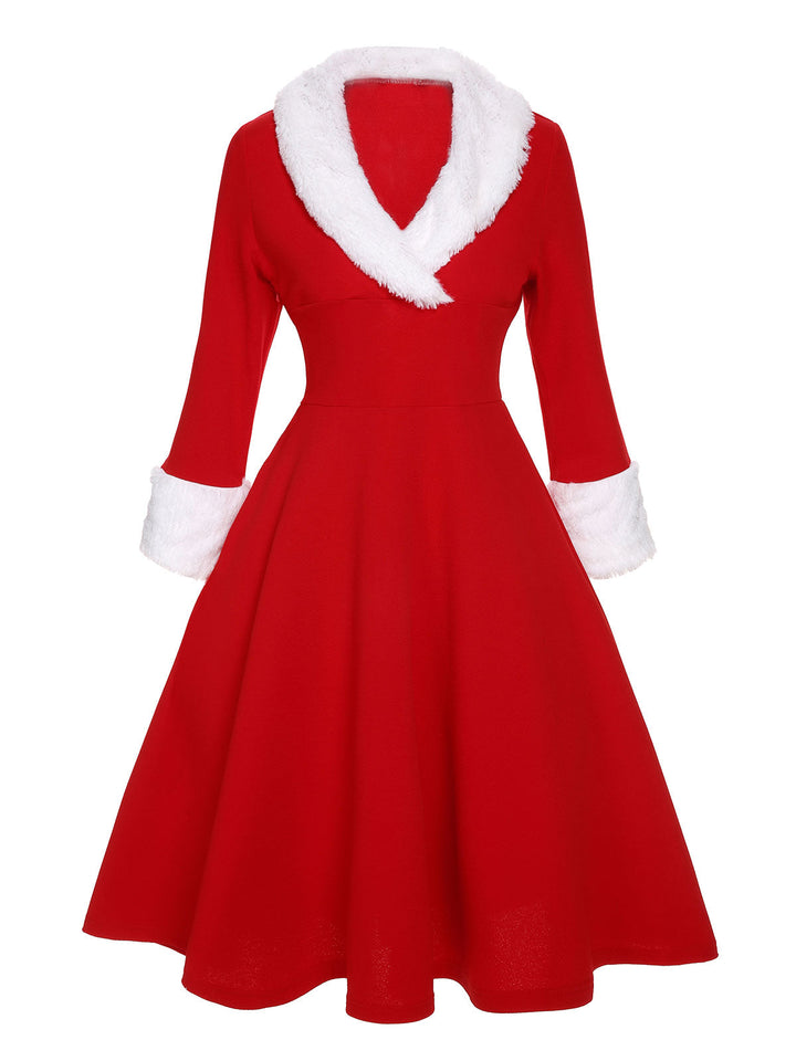 Red &amp; White 1950s Christmas Lapel Dress, vintage dress, fashion, rockabilly, pin-up fashion - perfect for women who love vintage and fashion