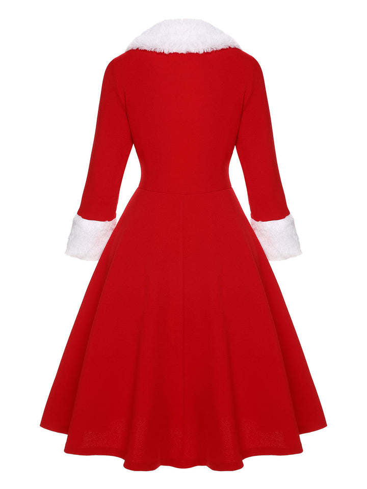 Red &amp; White 1950s Christmas Lapel Dress, vintage dress, fashion, rockabilly, pin-up fashion - perfect for women who love vintage and fashion
