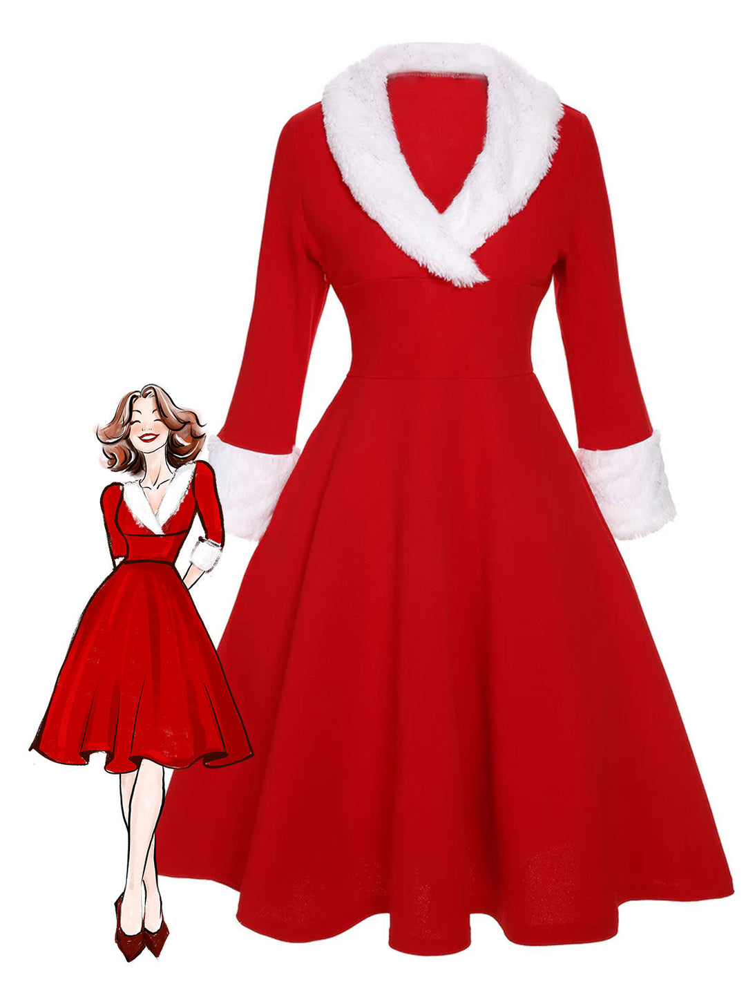 &amp; 1950s Christmas Lapel Dress: timeless style reimagined