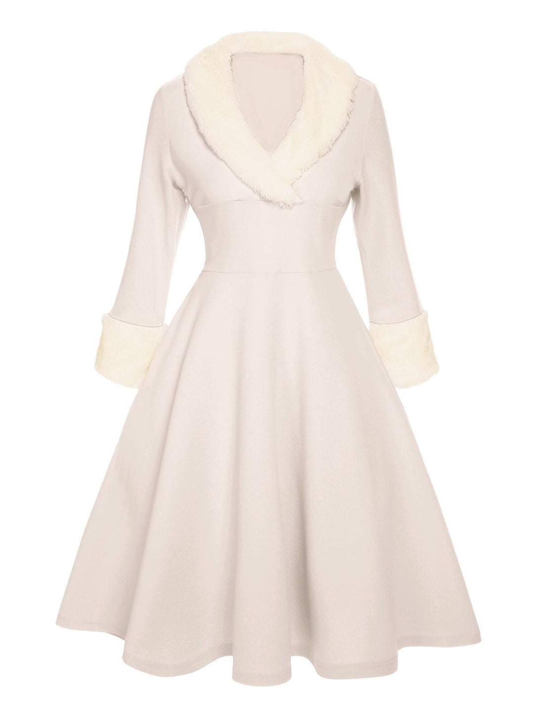 She slips into this 1950s Christmas Lapel Dress and suddenly it&