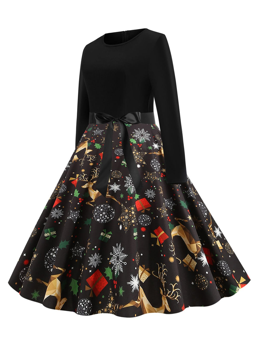 1950s Christmas Print Belted Dress: where 1950s romance meets her modern spirit