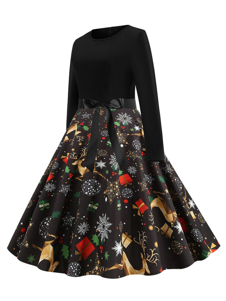 1950s Christmas Print Belted Dress: where 1950s romance meets her modern spirit