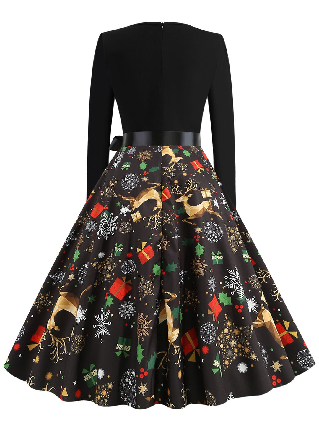 This 1950s Christmas Print Belted Dress wraps her in 1950s elegance, one twirl at a time