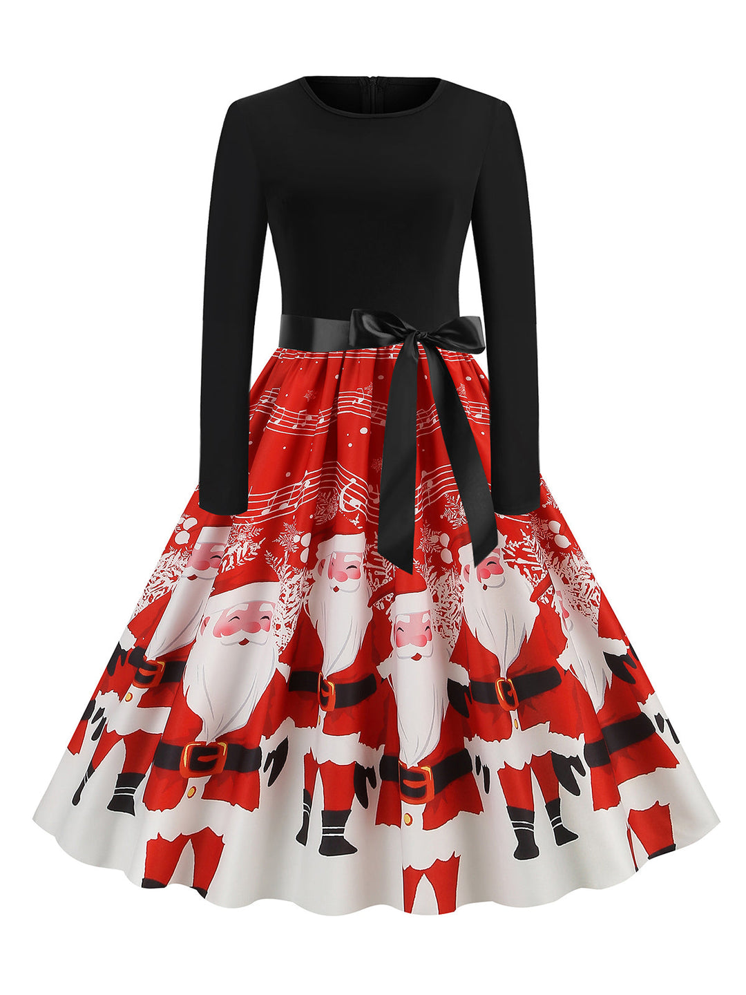Black 1950s Christmas Print Belted Dress, vintage dress, retro fashion, rockabilly, pin-up fashion - perfect for women who love vintage and retro fashion