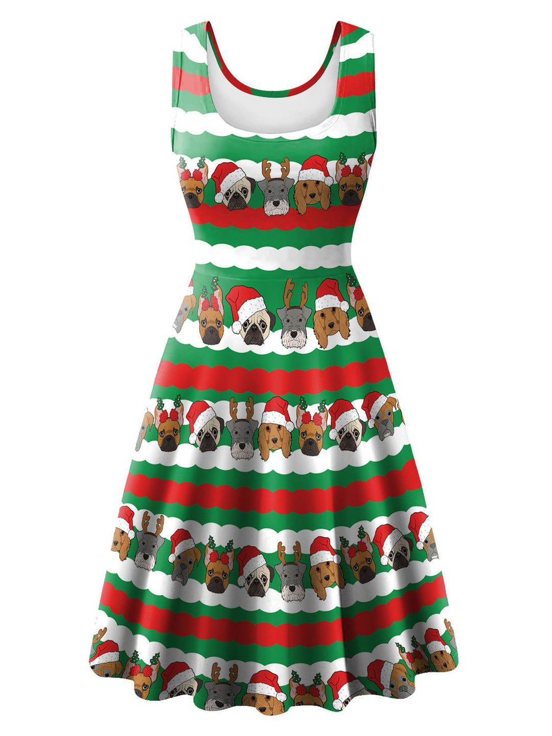 1950s Christmas Print Knitted Sleeveless Dress: timeless style reimagined