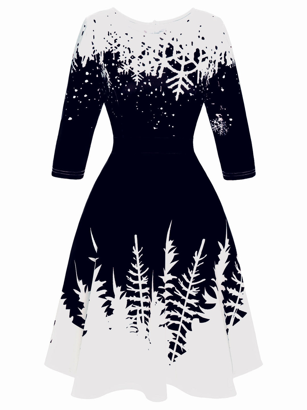 1950s Christmas Round Neck Snowflake Dress, vintage dress, retro fashion, rockabilly, pin-up fashion - perfect for women who love vintage and retro fashion