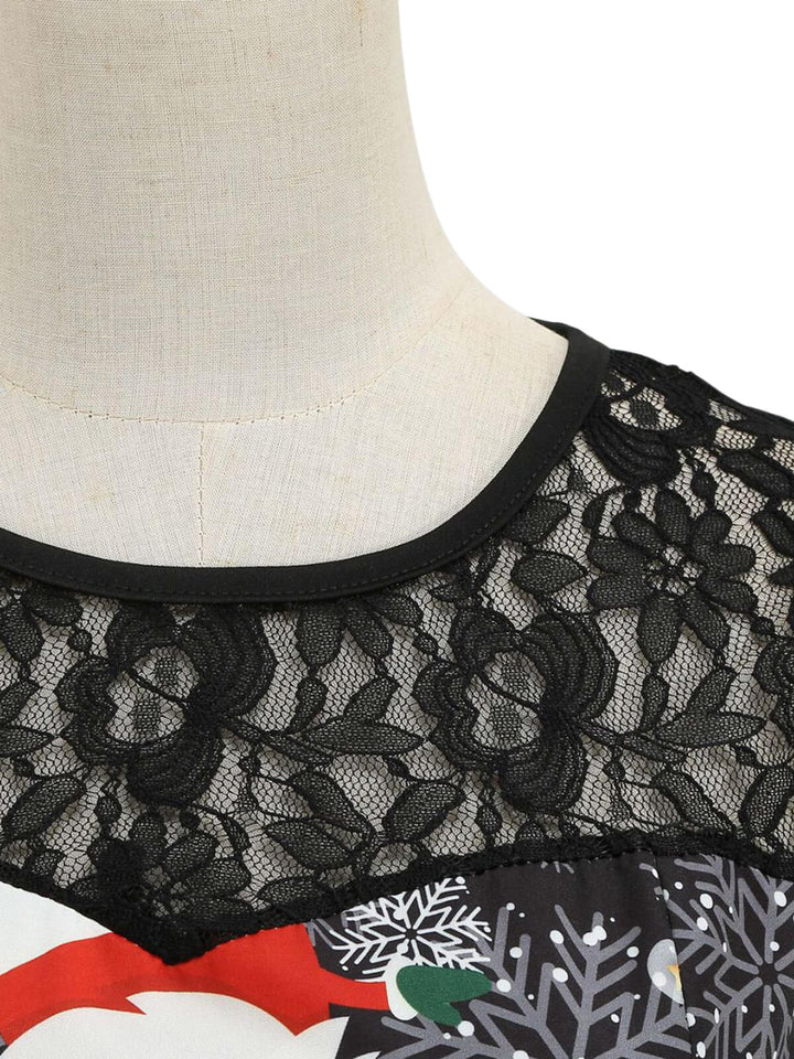1950s Christmas Santa Claus Lace Patchwork Dress — vintage elegance for the modern woman