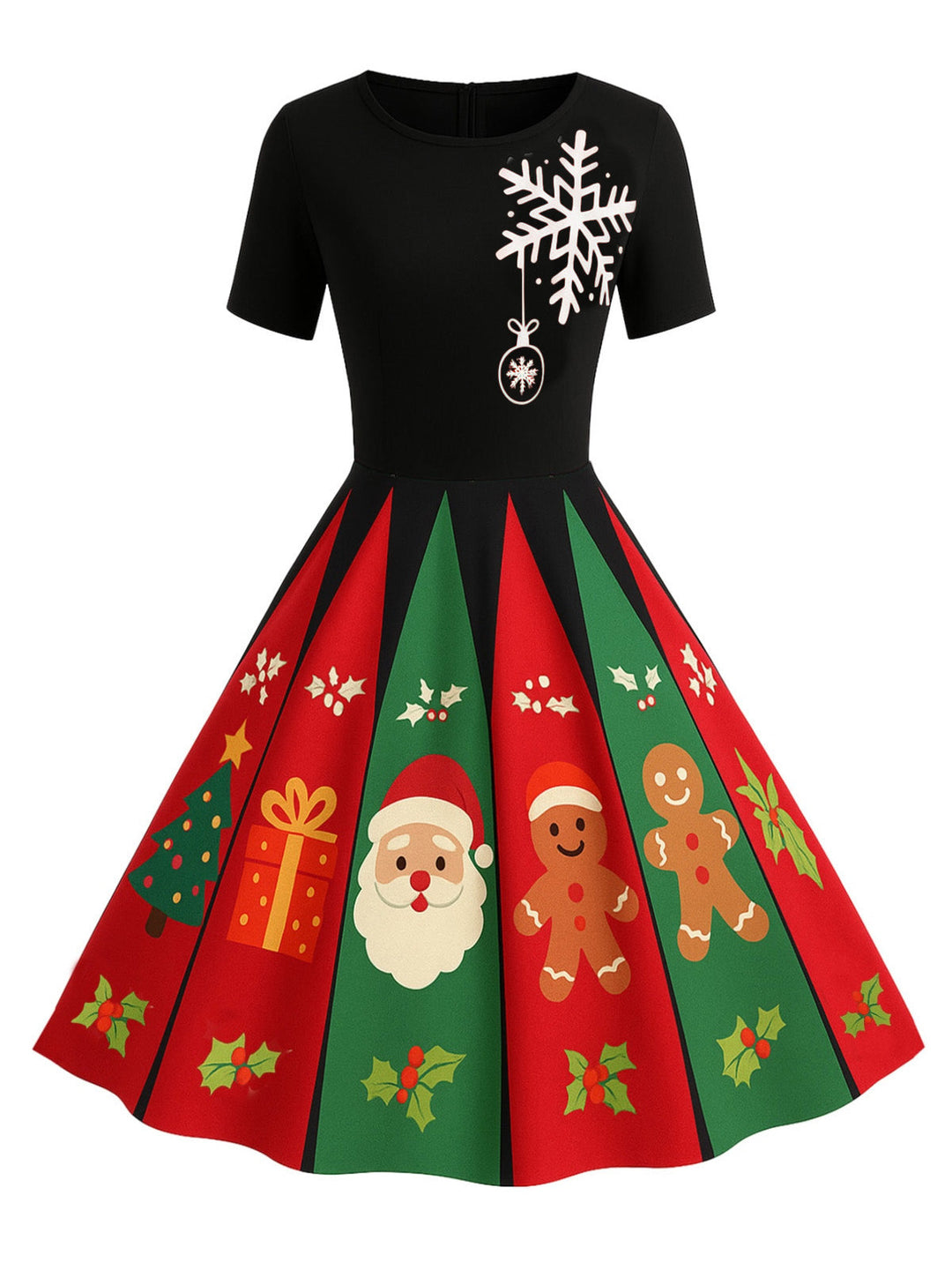 &amp; 1950s Christmas Snowflake Swing Dress - vintage dress, retro fashion, rockabilly