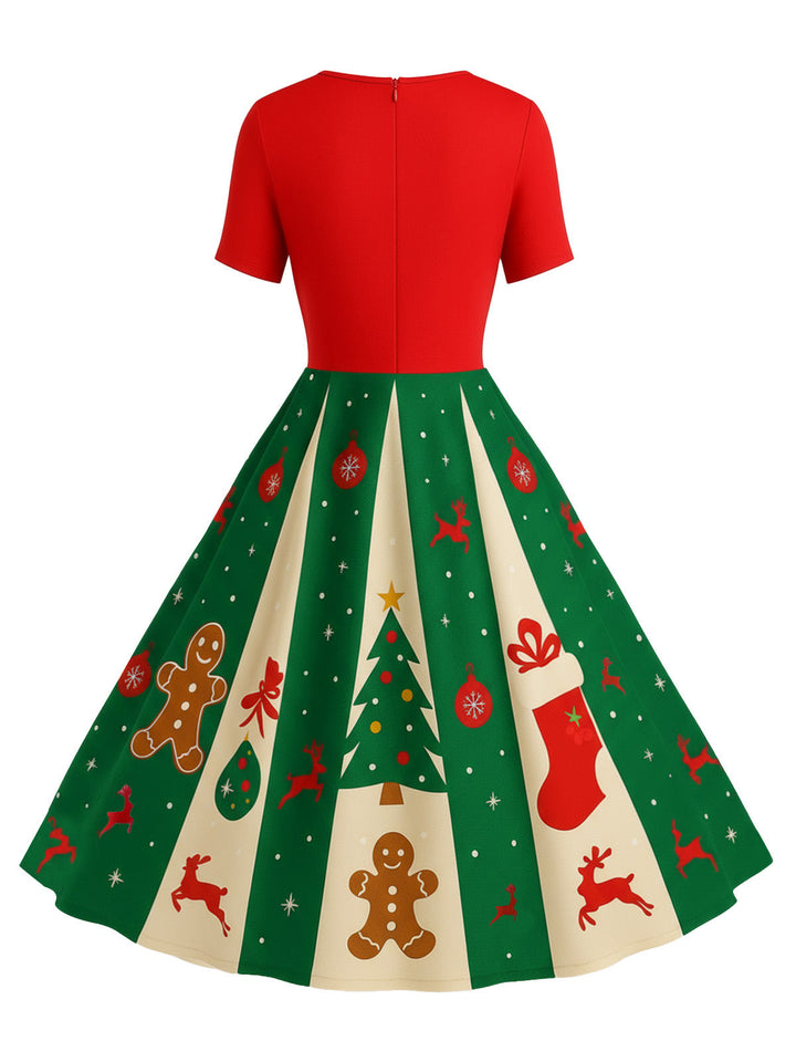 &amp; 1950s Christmas Snowflake Swing Dress - vintage dress, retro fashion, rockabilly