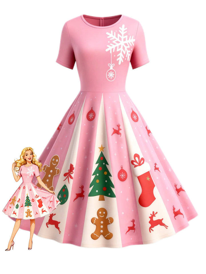 &amp; 1950s Christmas Snowflake Swing Dress - vintage dress, retro fashion, rockabilly