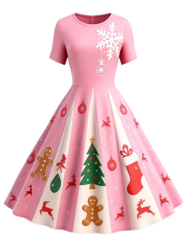 &amp; 1950s Christmas Snowflake Swing Dress - vintage dress, retro fashion, rockabilly