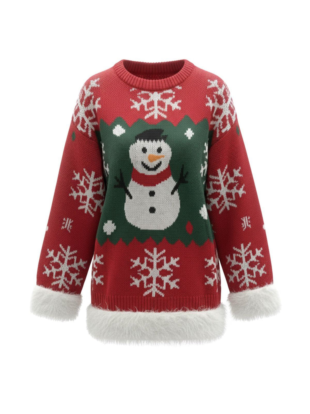 1950s Christmas Snowman Raw Hem Pullover Sweater - vintage fashion, style