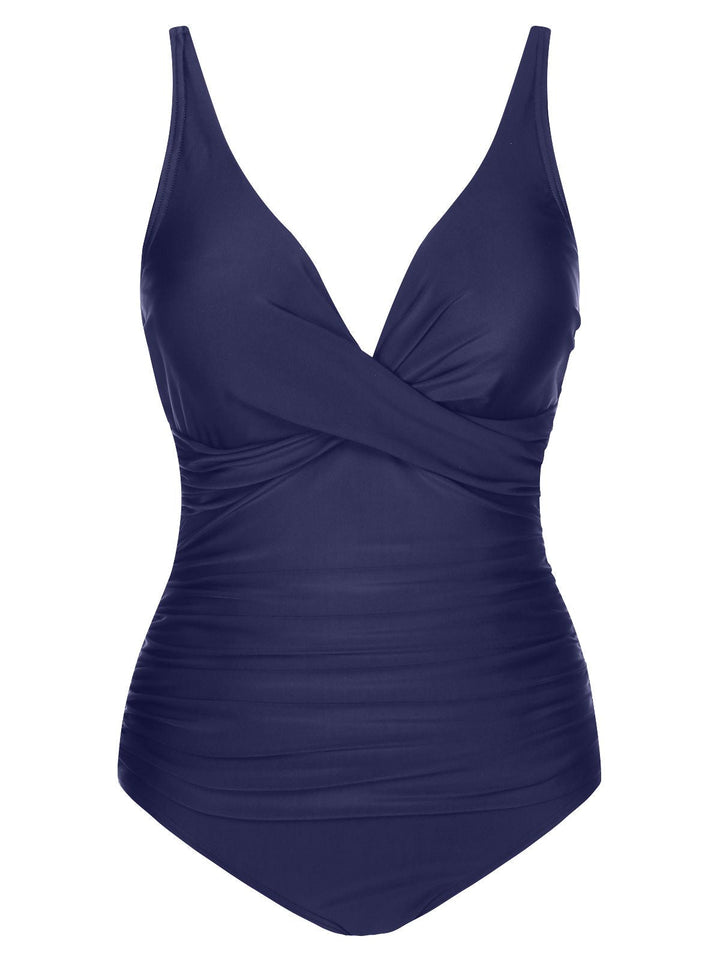 1950s Classic Solid One-Piece Swimsuit: 1950s Riviera elegance, reimagined for her