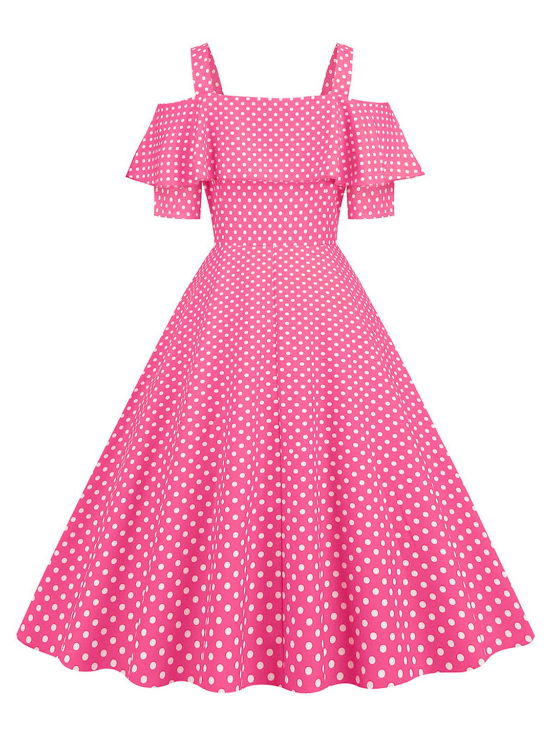 1950s Cold Shoulder Polka Dots Dress: where 1950s romance meets her modern spirit