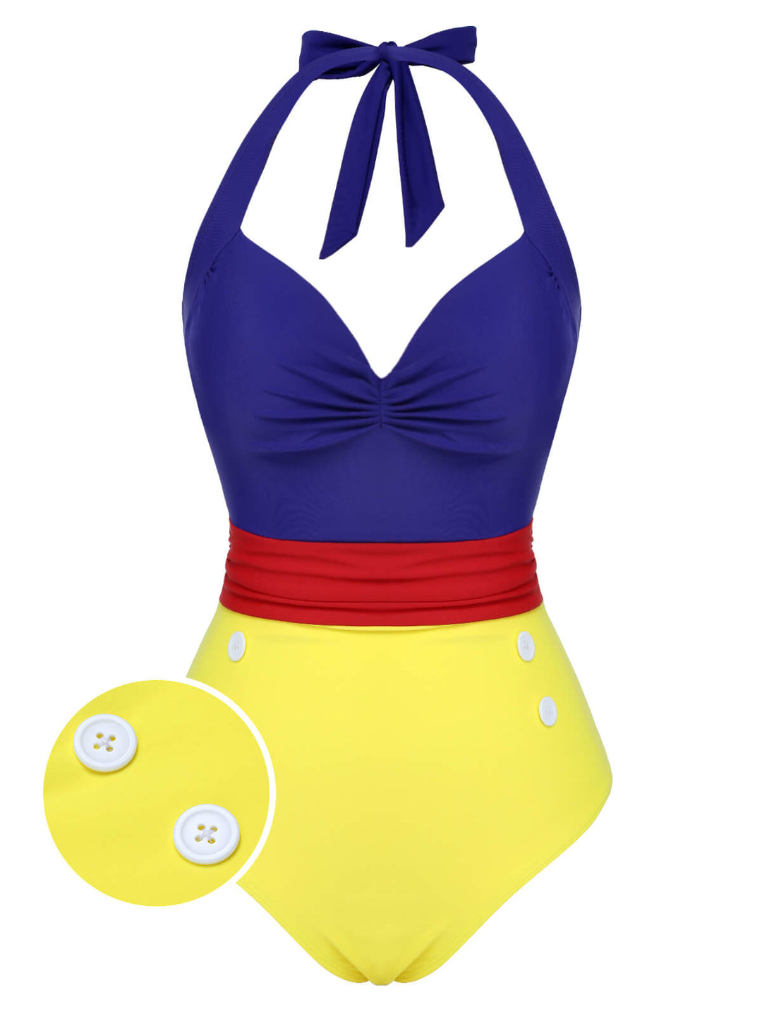 Color Block Lace-Up Halter Swimsuit, vintage swimsuit, swimwear - perfect for women who love vintage and retro fashion