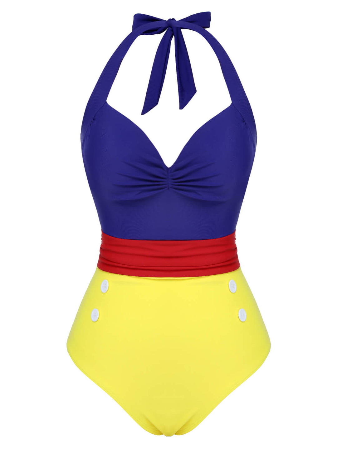 Color Block Lace-Up Halter Swimsuit, vintage swimsuit, swimwear - perfect for women who love vintage and retro fashion